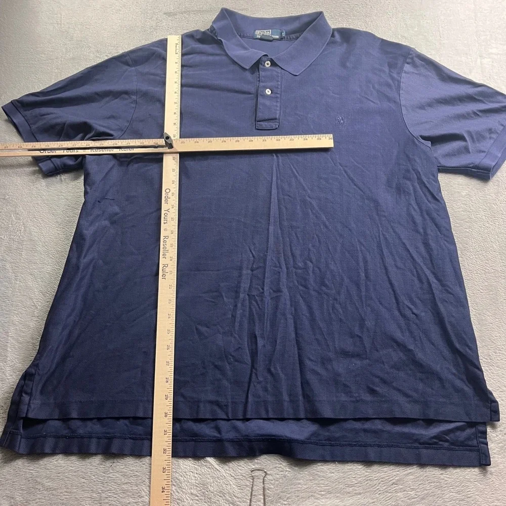 Polo Ralph Lauren Mens‎ 3XB Big Navy Blue Herringbone Short Sleeve Polo Shirt